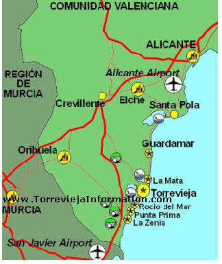 Map for the Costa Blanca